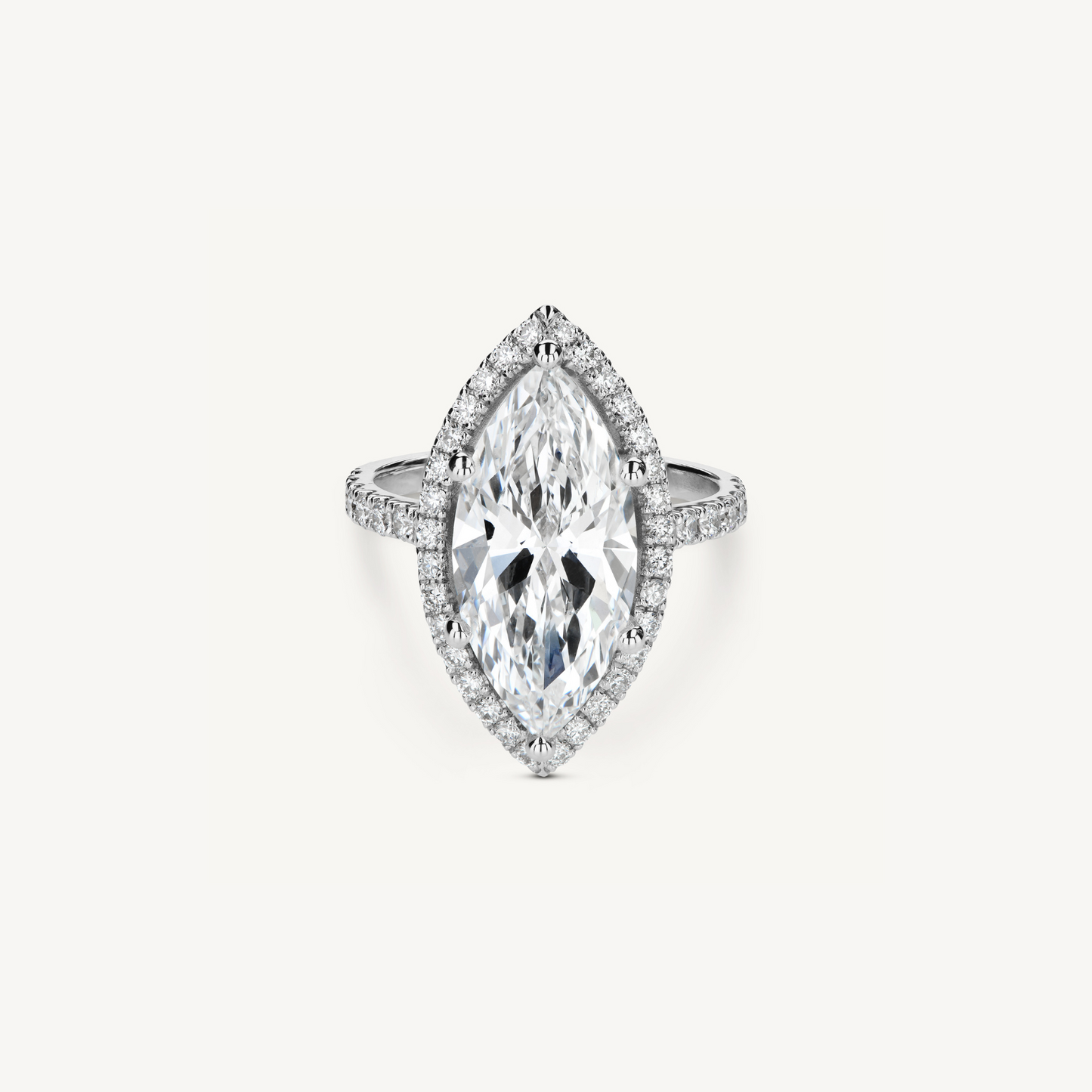 Marquise ring met halo (5,02 ct)