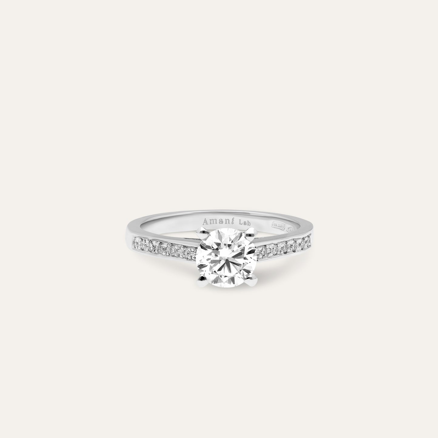Classic round engagement ring (1.02 ct center & 0.10 ct shank)
