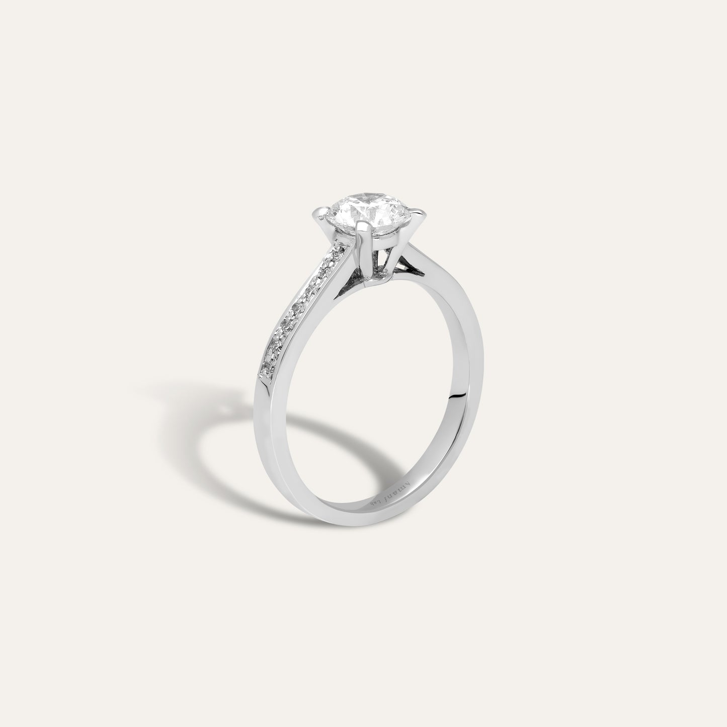 Classic round engagement ring (1.02 ct center & 0.10 ct shank)