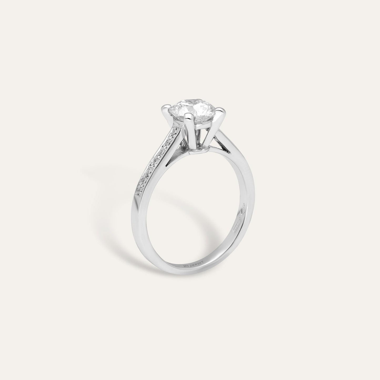 classic round engagement ring (1.38 ct center & 0.10 ct shank)