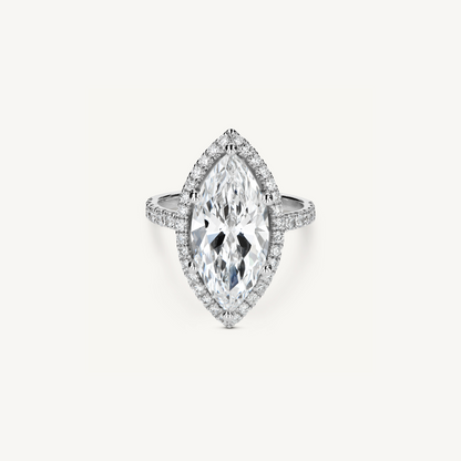 Bague marquise avec halo (5,02 ct)