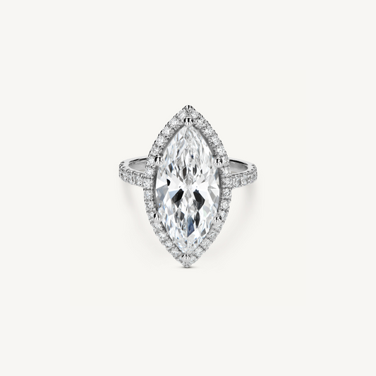 Marquise ring met halo (5,02 ct)