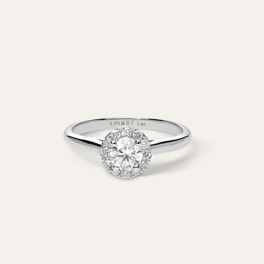 Classic round engagement ring with halo (0.45 ct)