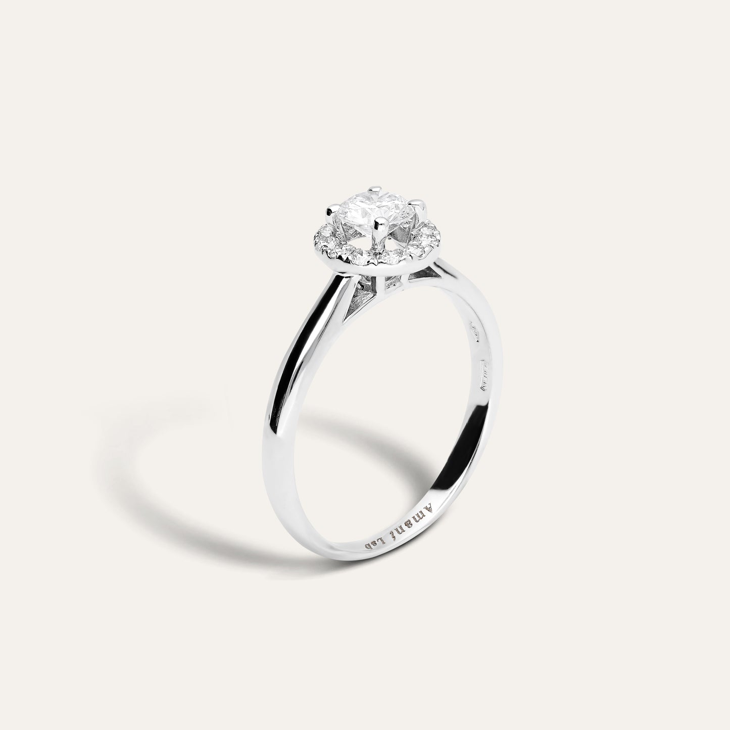 Classic round engagement ring with halo (0.45 ct)