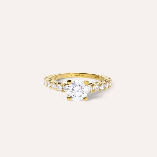 Classic round engagement ring (1.10 ct center & 0.61 ct side)