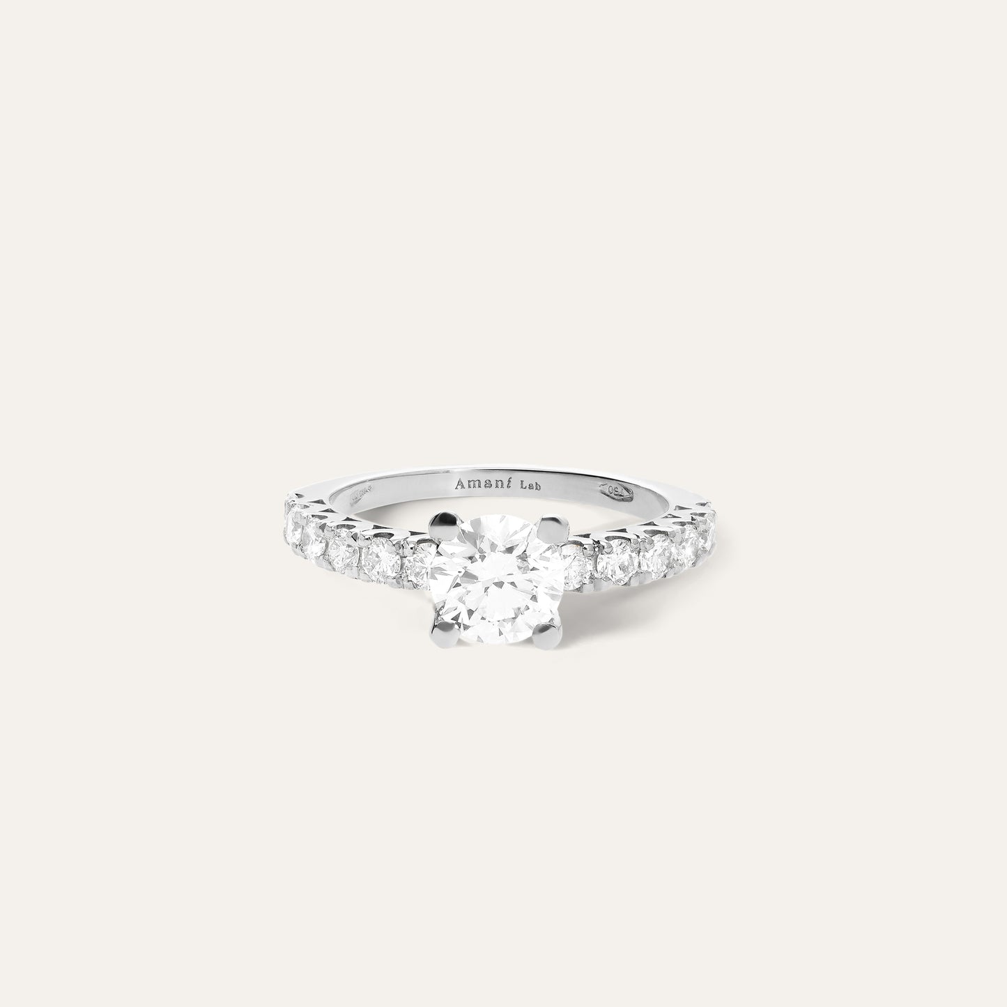 Classic round engagement ring (1.10 ct center & 0.61 ct side)