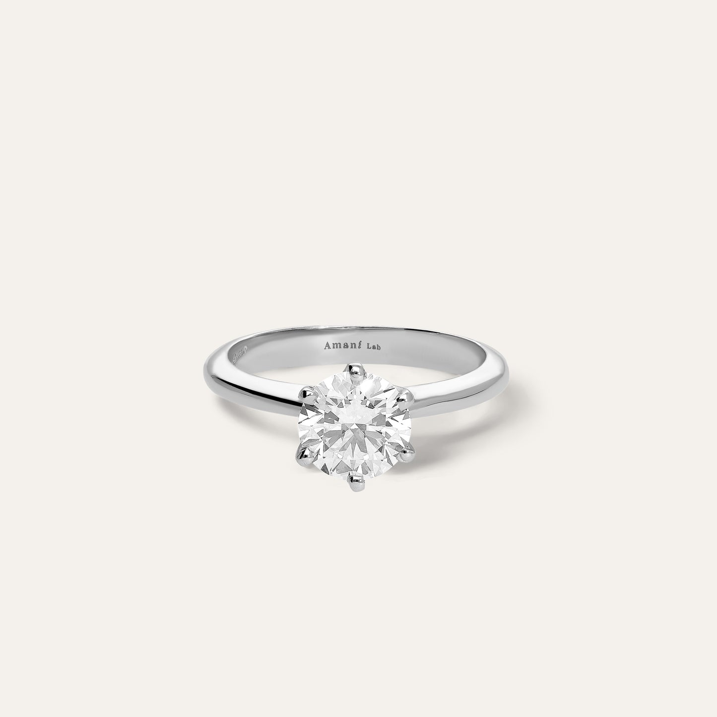 Classic 6 griffe round engagement ring (1.31 ct)