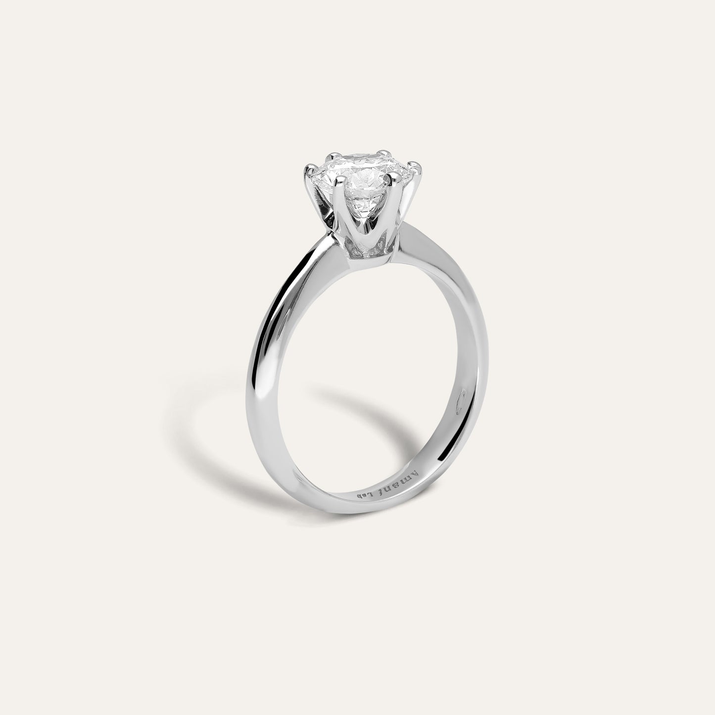 Classic 6 griffe round engagement ring (1.31 ct)