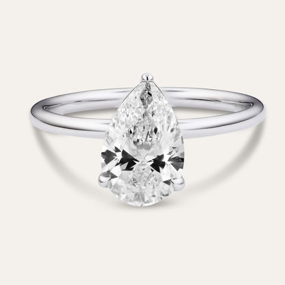 Classic pear-shaped engagement ring with hidden halo (2.01 ct)