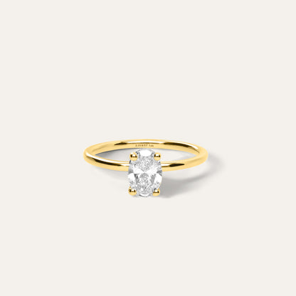 Oval engagement ring with hidden halo (0.90 ct)