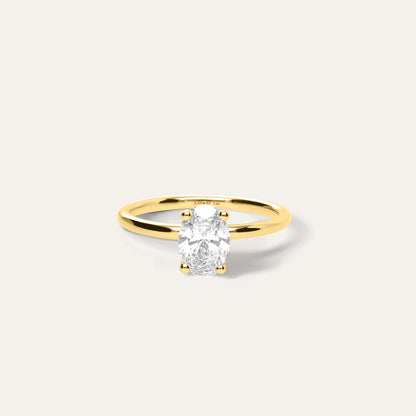 Oval engagement ring with hidden halo (1.05 ct)