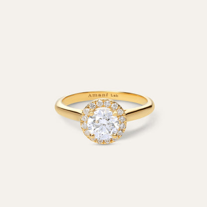 Classic round engagement ring with halo (0.96 ct center)