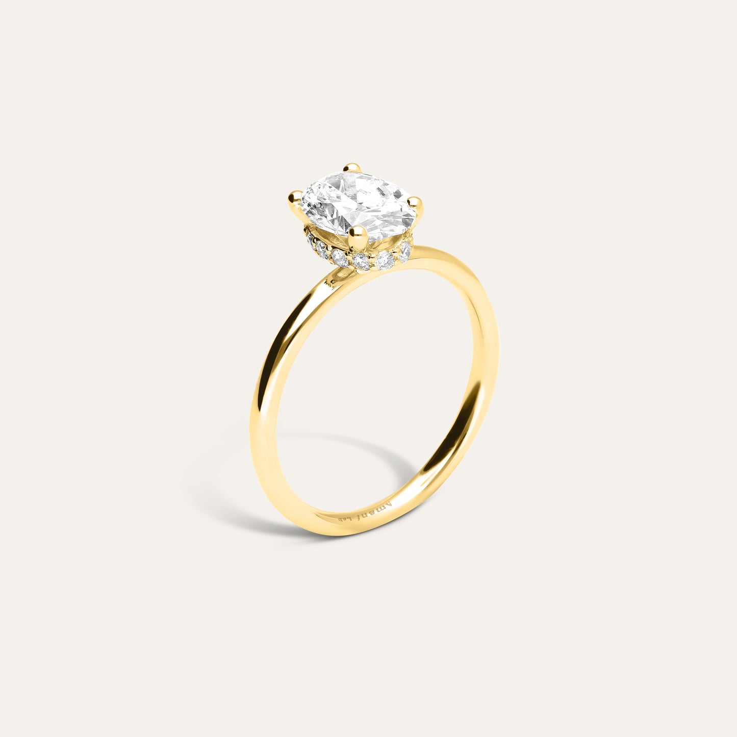 Oval engagement ring with hidden halo (1.50 ct)