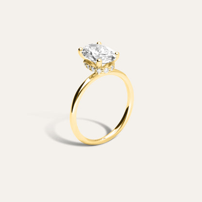 Oval engagement ring with hidden halo (2.24 ct)