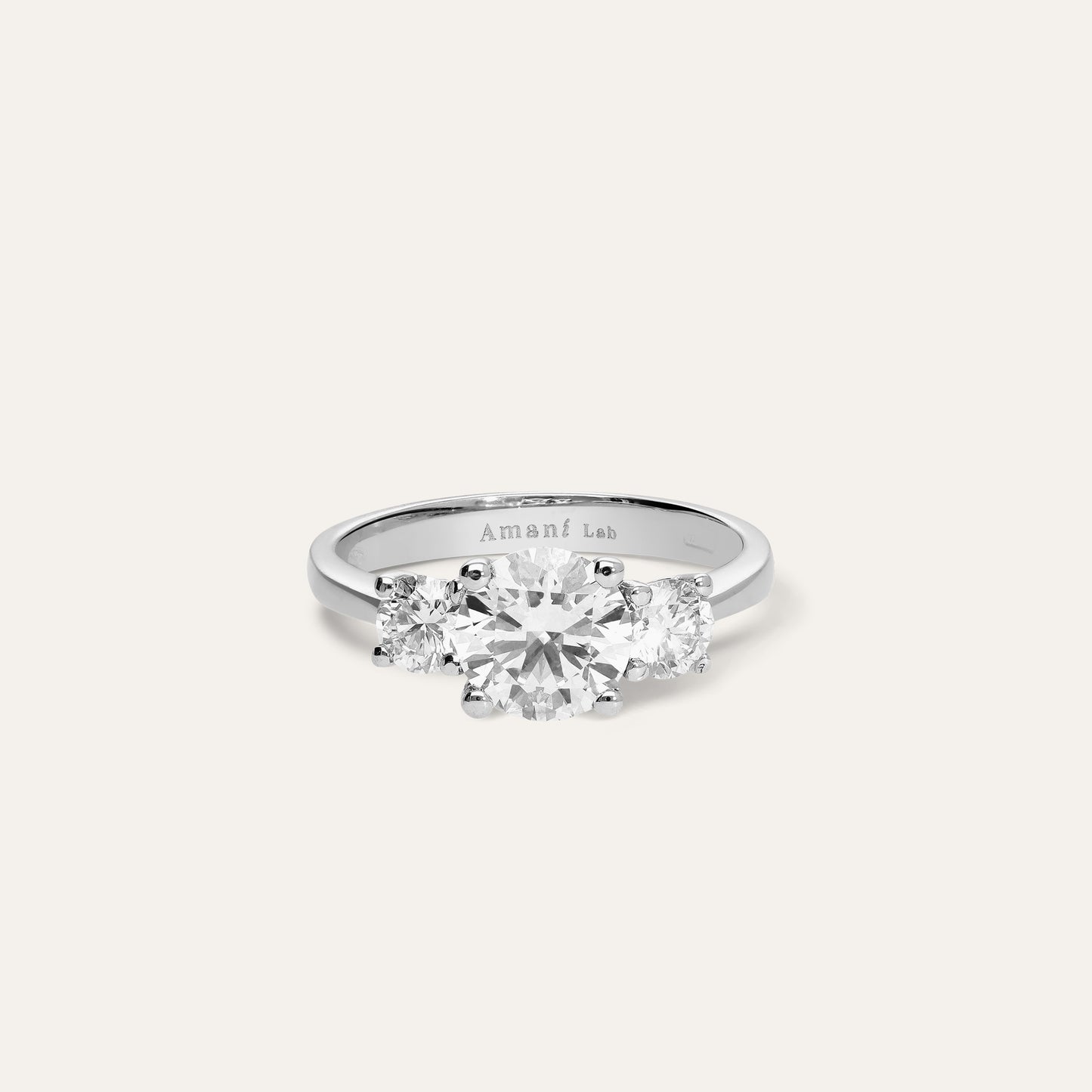 Classic trilogy engagement ring (1.31 ct center & 0.5 ct tot sides)