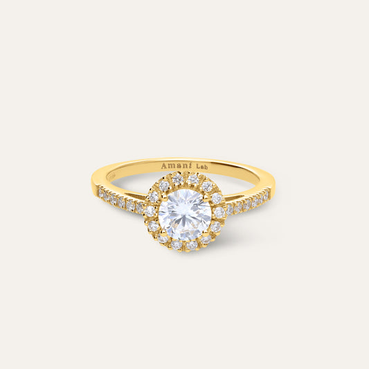 Classic round engagement ring with halo (0.65 ct)