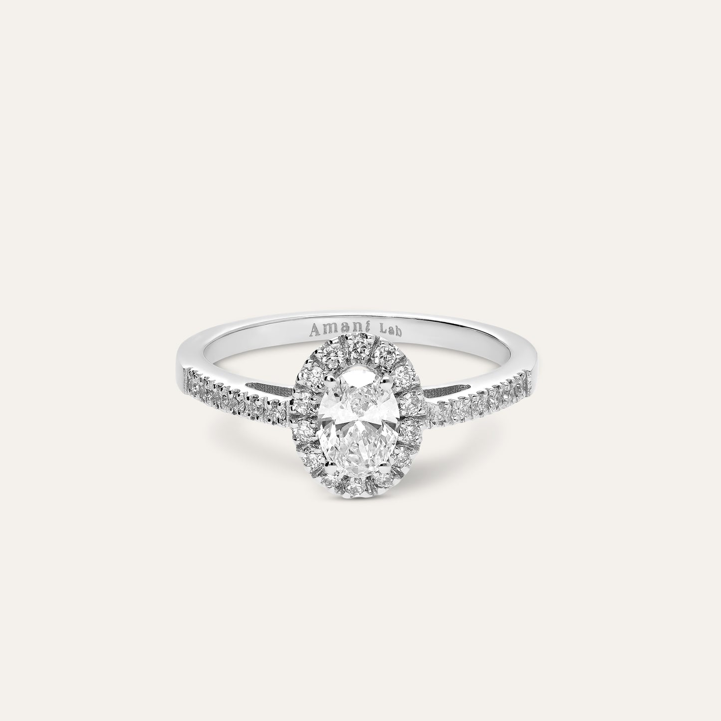 Classic oval engagement ring with halo (0.42 ct)