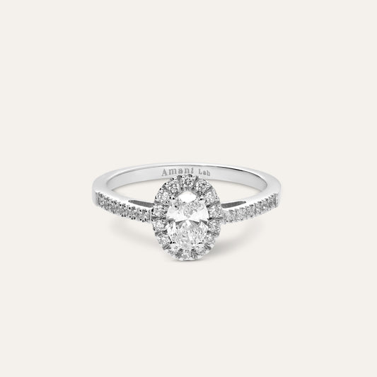 Classic oval engagement ring with halo (0.42 ct)